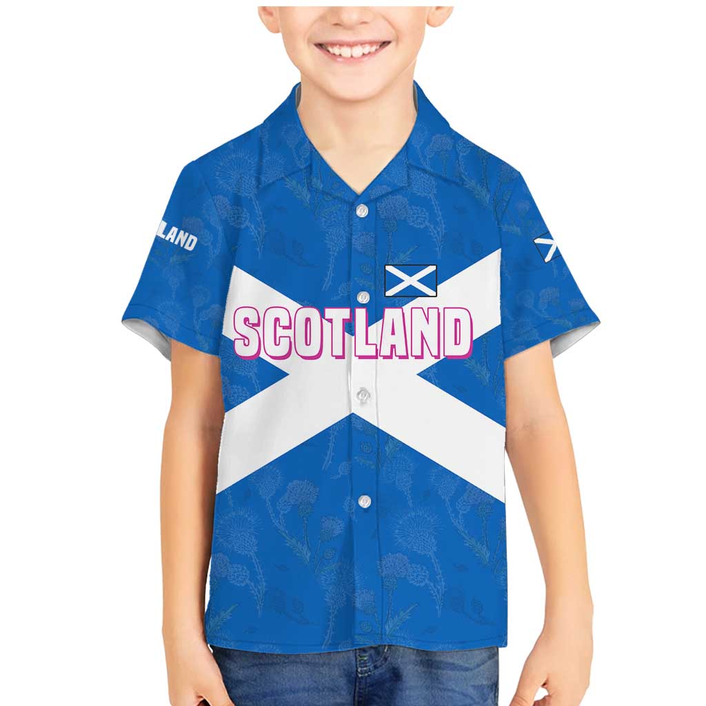 Scotland Family Matching Mermaid Dress and Hawaiian Shirt with Blue Saltire Flag with Thistle Flowers Highland Landscape and Land of Thistle and Stone - Wonder Print Shop
