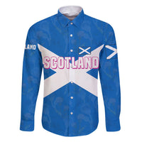 Scotland Family Matching Short Sleeve Bodycon Dress and Hawaiian Shirt with Blue Saltire Flag with Thistle Flowers Highland Landscape and Land of Thistle and Stone - Wonder Print Shop