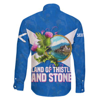 Scotland Family Matching Short Sleeve Bodycon Dress and Hawaiian Shirt with Blue Saltire Flag with Thistle Flowers Highland Landscape and Land of Thistle and Stone - Wonder Print Shop