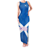 Scotland Family Matching Tank Maxi Dress and Hawaiian Shirt with Blue Saltire Flag with Thistle Flowers Highland Landscape and Land of Thistle and Stone - Wonder Print Shop