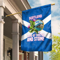 Scotland Garden Flag with Blue Saltire Flag with Thistle Flowers Highland Landscape and Land of Thistle and Stone - Wonder Print Shop
