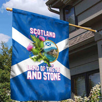 Scotland Garden Flag with Blue Saltire Flag with Thistle Flowers Highland Landscape and Land of Thistle and Stone - Wonder Print Shop