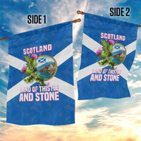 Scotland Garden Flag with Blue Saltire Flag with Thistle Flowers Highland Landscape and Land of Thistle and Stone - Wonder Print Shop