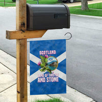 Scotland Garden Flag with Blue Saltire Flag with Thistle Flowers Highland Landscape and Land of Thistle and Stone - Wonder Print Shop
