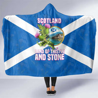 Scotland Hooded Blanket with Blue Saltire Flag with Thistle Flowers Highland Landscape and Land of Thistle and Stone - Wonder Print Shop