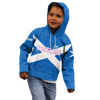 Scotland Kid Hoodie with Blue Saltire Flag with Thistle Flowers Highland Landscape and Land of Thistle and Stone - Wonder Print Shop