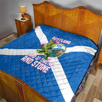 Scotland Quilt with Blue Saltire Flag with Thistle Flowers Highland Landscape and Land of Thistle and Stone - Wonder Print Shop