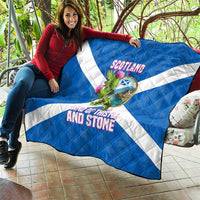 Scotland Quilt with Blue Saltire Flag with Thistle Flowers Highland Landscape and Land of Thistle and Stone - Wonder Print Shop