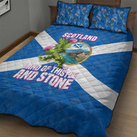 Scotland Quilt Bed Set with Blue Saltire Flag with Thistle Flowers Highland Landscape and Land of Thistle and Stone - Wonder Print Shop