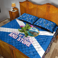 Scotland Quilt Bed Set with Blue Saltire Flag with Thistle Flowers Highland Landscape and Land of Thistle and Stone - Wonder Print Shop