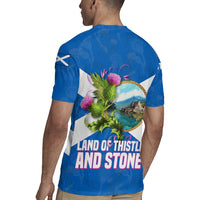 Scotland Rugby Jersey with Blue Saltire Flag with Thistle Flowers Highland Landscape and Land of Thistle and Stone - Wonder Print Shop