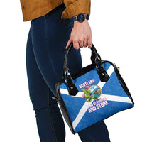 Scotland Shoulder Handbag with Blue Saltire Flag with Thistle Flowers Highland Landscape and Land of Thistle and Stone - Wonder Print Shop