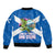 Scotland Sleeve Zip Bomber Jacket with Blue Saltire Flag with Thistle Flowers Highland Landscape and Land of Thistle and Stone - Wonder Print Shop