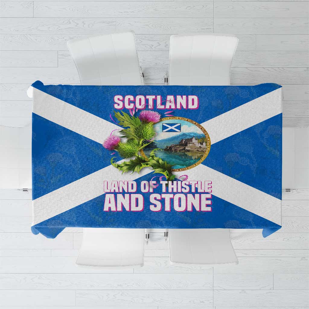 Scotland Tablecloth with Blue Saltire Flag with Thistle Flowers Highland Landscape and Land of Thistle and Stone - Wonder Print Shop