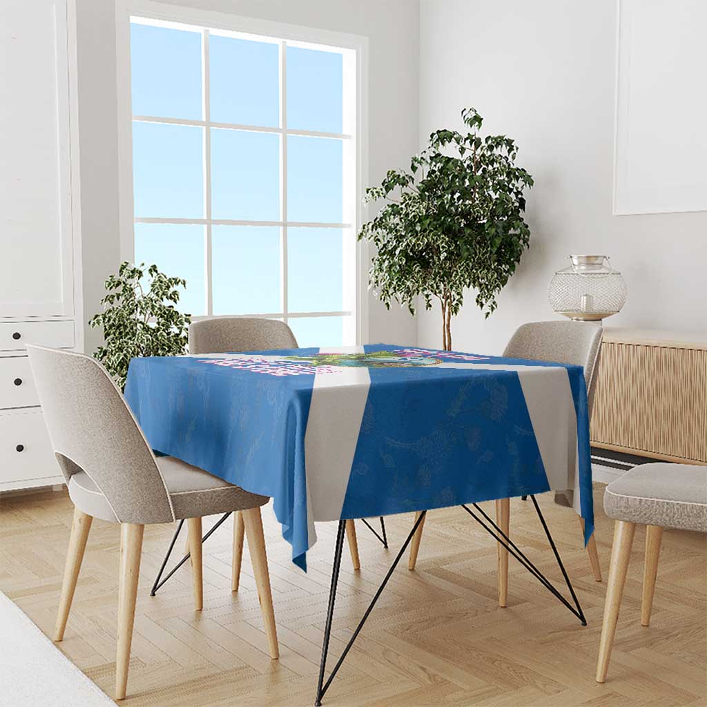 Scotland Tablecloth with Blue Saltire Flag with Thistle Flowers Highland Landscape and Land of Thistle and Stone - Wonder Print Shop