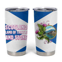Scotland Tumbler Cup with Blue Saltire Flag with Thistle Flowers Highland Landscape and Land of Thistle and Stone - Wonder Print Shop