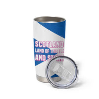 Scotland Tumbler Cup with Blue Saltire Flag with Thistle Flowers Highland Landscape and Land of Thistle and Stone - Wonder Print Shop