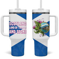 Scotland Tumbler With Handle with Blue Saltire Flag with Thistle Flowers Highland Landscape and Land of Thistle and Stone - Wonder Print Shop