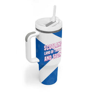 Scotland Tumbler With Handle with Blue Saltire Flag with Thistle Flowers Highland Landscape and Land of Thistle and Stone - Wonder Print Shop