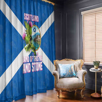 Scotland Window Curtain with Blue Saltire Flag with Thistle Flowers Highland Landscape and Land of Thistle and Stone - Wonder Print Shop