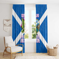 Scotland Window Curtain with Blue Saltire Flag with Thistle Flowers Highland Landscape and Land of Thistle and Stone - Wonder Print Shop