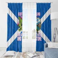Scotland Window Curtain with Blue Saltire Flag with Thistle Flowers Highland Landscape and Land of Thistle and Stone - Wonder Print Shop