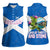 Scotland Women Sleeveless Polo Shirt with Blue Saltire Flag with Thistle Flowers Highland Landscape and Land of Thistle and Stone - Wonder Print Shop
