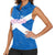 Scotland Women Sleeveless Polo Shirt with Blue Saltire Flag with Thistle Flowers Highland Landscape and Land of Thistle and Stone - Wonder Print Shop
