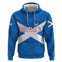 Scotland Zip Hoodie with Blue Saltire Flag with Thistle Flowers Highland Landscape and Land of Thistle and Stone - Wonder Print Shop