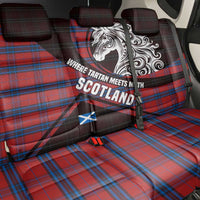 Scotland Back Car Seat Cover with Red Blue Tartan Pattern with Unicorn Illustration Saltire Flag and Where Tartan Meets Myth Quote Design - Wonder Print Shop
