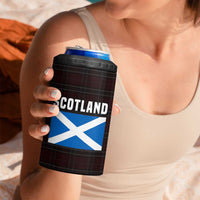 Scotland 4 in 1 Can Cooler Tumbler with Red Blue Tartan Pattern with Unicorn Illustration Saltire Flag and Where Tartan Meets Myth Quote Design - Wonder Print Shop