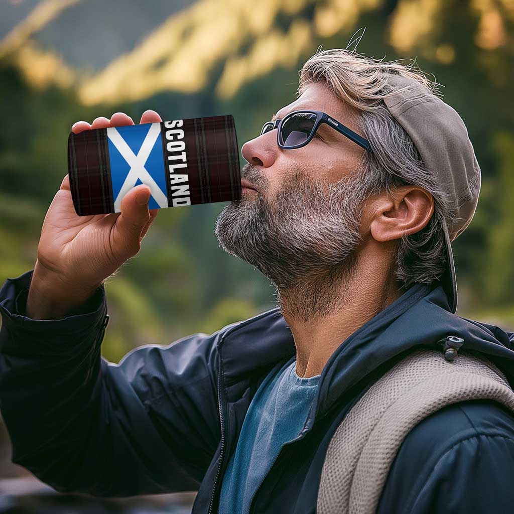 Scotland 4 in 1 Can Cooler Tumbler with Red Blue Tartan Pattern with Unicorn Illustration Saltire Flag and Where Tartan Meets Myth Quote Design - Wonder Print Shop