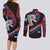 Scotland Couples Matching Long Sleeve Bodycon Dress and Long Sleeve Button Shirt with Red Blue Tartan Pattern with Unicorn Illustration Saltire Flag and Where Tartan Meets Myth Quote Design - Wonder Print Shop