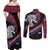 Scotland Couples Matching Off Shoulder Maxi Dress and Long Sleeve Button Shirt with Red Blue Tartan Pattern with Unicorn Illustration Saltire Flag and Where Tartan Meets Myth Quote Design - Wonder Print Shop