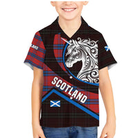 Scotland Family Matching Mermaid Dress and Hawaiian Shirt with Red Blue Tartan Pattern with Unicorn Illustration Saltire Flag and Where Tartan Meets Myth Quote Design - Wonder Print Shop