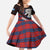 Scotland Family Matching Off Shoulder Maxi Dress and Hawaiian Shirt with Red Blue Tartan Pattern with Unicorn Illustration Saltire Flag and Where Tartan Meets Myth Quote Design - Wonder Print Shop