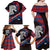 Scotland Family Matching Off Shoulder Maxi Dress and Hawaiian Shirt with Red Blue Tartan Pattern with Unicorn Illustration Saltire Flag and Where Tartan Meets Myth Quote Design - Wonder Print Shop