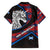 Scotland Family Matching Off Shoulder Maxi Dress and Hawaiian Shirt with Red Blue Tartan Pattern with Unicorn Illustration Saltire Flag and Where Tartan Meets Myth Quote Design - Wonder Print Shop