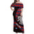 Scotland Family Matching Off Shoulder Maxi Dress and Hawaiian Shirt with Red Blue Tartan Pattern with Unicorn Illustration Saltire Flag and Where Tartan Meets Myth Quote Design - Wonder Print Shop