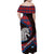 Scotland Family Matching Off Shoulder Maxi Dress and Hawaiian Shirt with Red Blue Tartan Pattern with Unicorn Illustration Saltire Flag and Where Tartan Meets Myth Quote Design - Wonder Print Shop