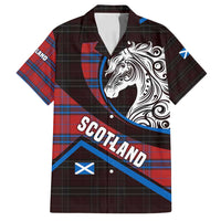 Scotland Family Matching Puletasi and Hawaiian Shirt with Red Blue Tartan Pattern with Unicorn Illustration Saltire Flag and Where Tartan Meets Myth Quote Design - Wonder Print Shop