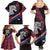 Scotland Family Matching Summer Maxi Dress and Hawaiian Shirt with Red Blue Tartan Pattern with Unicorn Illustration Saltire Flag and Where Tartan Meets Myth Quote Design - Wonder Print Shop