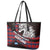 Scotland Leather Tote Bag with Red Blue Tartan Pattern with Unicorn Illustration Saltire Flag and Where Tartan Meets Myth Quote Design - Wonder Print Shop