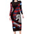Scotland Long Sleeve Bodycon Dress with Red Blue Tartan Pattern with Unicorn Illustration Saltire Flag and Where Tartan Meets Myth Quote Design - Wonder Print Shop