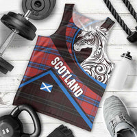 Scotland Men Tank Top with Red Blue Tartan Pattern with Unicorn Illustration Saltire Flag and Where Tartan Meets Myth Quote Design - Wonder Print Shop