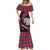 Scotland Mermaid Dress with Red Blue Tartan Pattern with Unicorn Illustration Saltire Flag and Where Tartan Meets Myth Quote Design - Wonder Print Shop