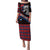 Scotland Puletasi with Red Blue Tartan Pattern with Unicorn Illustration Saltire Flag and Where Tartan Meets Myth Quote Design - Wonder Print Shop