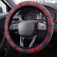Scotland Steering Wheel Cover with Red Blue Tartan Pattern with Unicorn Illustration Saltire Flag and Where Tartan Meets Myth Quote Design - Wonder Print Shop