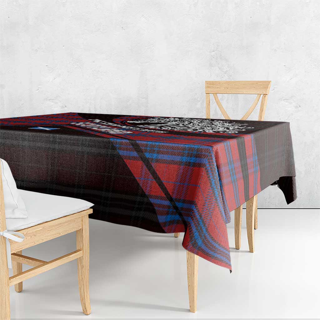 Scotland Tablecloth with Red Blue Tartan Pattern with Unicorn Illustration Saltire Flag and Where Tartan Meets Myth Quote Design - Wonder Print Shop