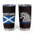 Scotland Tumbler Cup with Red Blue Tartan Pattern with Unicorn Illustration Saltire Flag and Where Tartan Meets Myth Quote Design - Wonder Print Shop